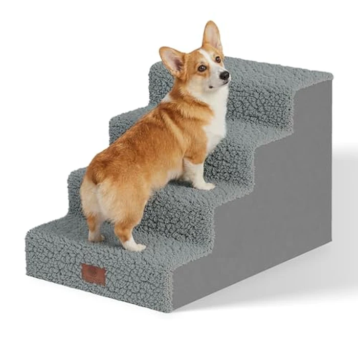 AKC 4-Step Pet Stairs - Durable, Non-Slip Steps for Small Dogs and Cats, Washable Cover, Simple No-Tool Assembly, Supports Up to 50 lbs by American Kennel Club - Used - Very Good condition - US$21.95