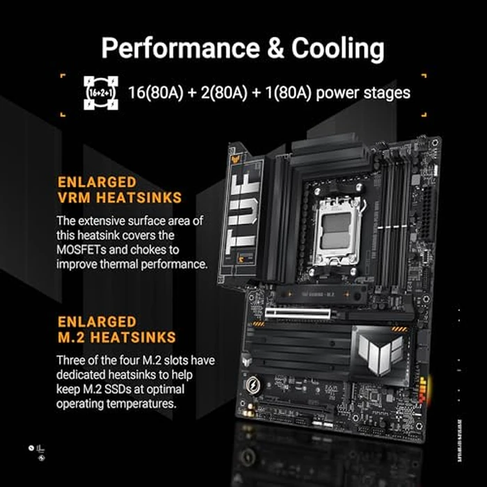 ASUS TUF Gaming X870-PLUS WiFi AMD AM5 X870 ATX Motherboard, 16+2+1, 80A SPS Power Stages, DDR5, PCIe 5.0 Ready, Four M.2 Slots, Wi-Fi 7, 2.5Gb LAN, HDMI, USB4 40Gbps, SATA 6 Gbps, USB 20Gbps Type-C by Asus - Image 3