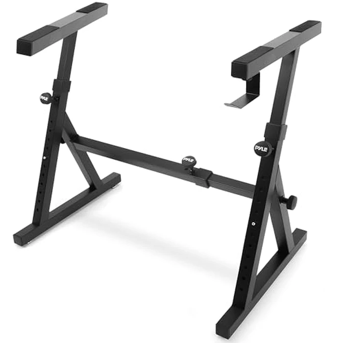 Pyle Heavy Duty Folding Keyboard Stand - Sturdy Reinforced Z Design w/ Adjustable Width & Height, Foam Padded Arms, Digital Piano Stand, Fits 54-88 Key Electric Pianos & Used for Travel & Storage by Pyle - Used - Like New condition - US$52.52