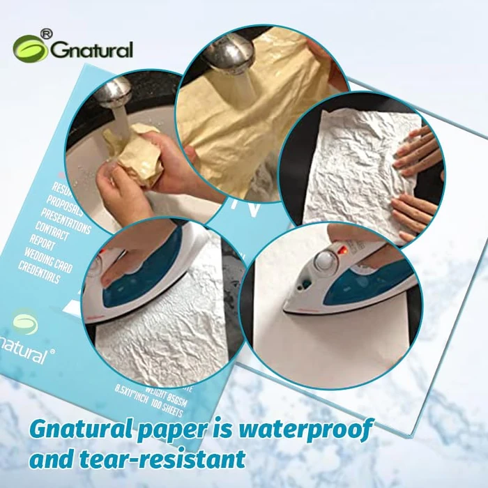 75% Cotton 25% Linen Paper, 85gsm Inkjet Printing Paper, 8.5"x11" White Color Resume Paper,100 Sheets Won't Get Wet Cotton Paper B07DQN1G3H by Gnatural - Image 4