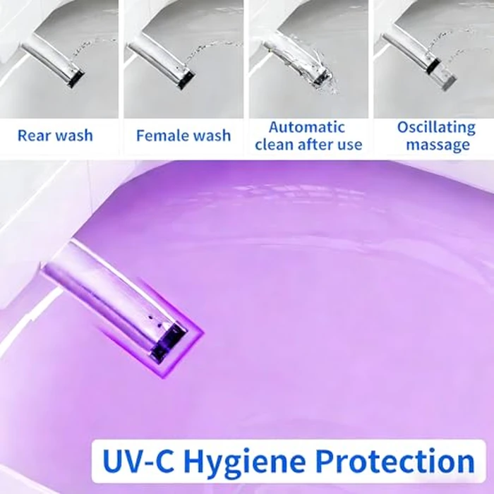 Smart Toilet with Bidet, UV-C Light, Auto Flush, Auto Open&Close, Blackout Flush, Heated Seat, Air Dryer, Modern Elongated Japanese One Piece Bidet for Bathrooms,1000 Gram MaP by Vipbear - Image 4