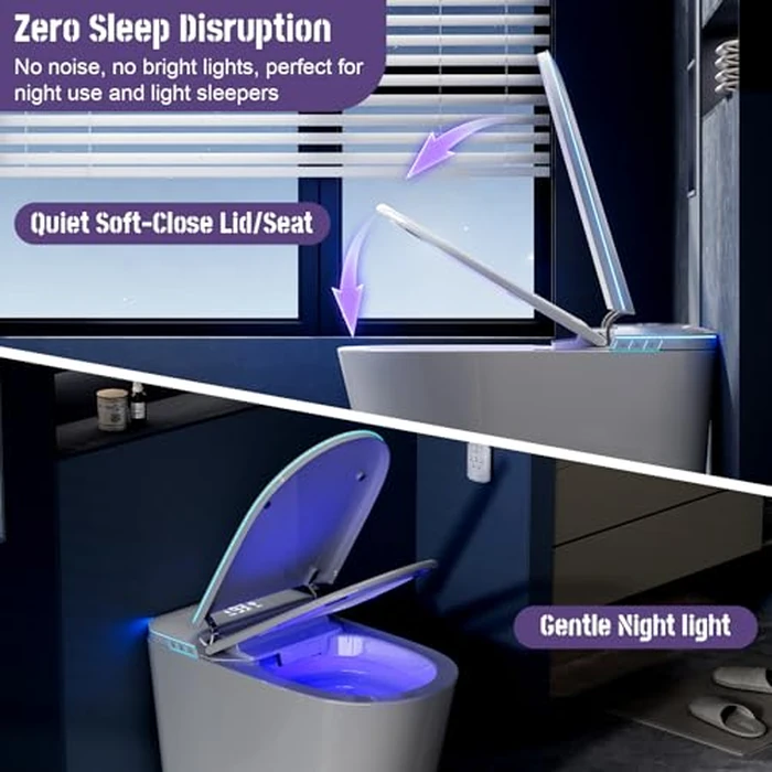 Smart Toilet with Bidet, UV-C Light, Auto Flush, Auto Open&Close, Blackout Flush, Heated Seat, Air Dryer, Modern Elongated Japanese One Piece Bidet for Bathrooms,1000 Gram MaP by Vipbear - Image 6