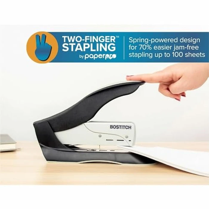 PaperPro inHANCE+100 Heavy Duty Stapler - Two Fingers, No Effort, Spring Powered Stapler - 100 Sheets, Gray (1300) by PaperPro - Image 6