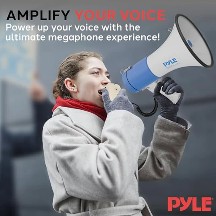 Pyle Megaphone - Portable PA Bullhorn - Built-in Siren, 50W Adjustable Volume Control in 1600 Yard Range, Ideal for Any Outdoor Sports, Cheerleading Fans & Coaches Or Safety Drills by Pyle - Image 6