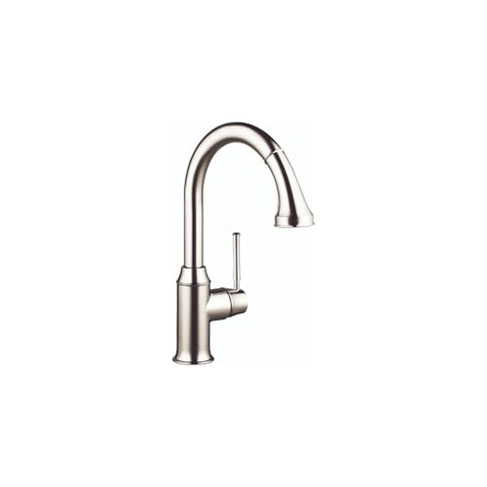 hansgrohe Talis C Brushed Nickel High Arc Kitchen Faucet, Kitchen Faucets with Pull Down Sprayer, Faucet for Kitchen Sink, Magnetic Docking Spray Head, Polished Nickel 04215830 by hansgrohe - Image 1