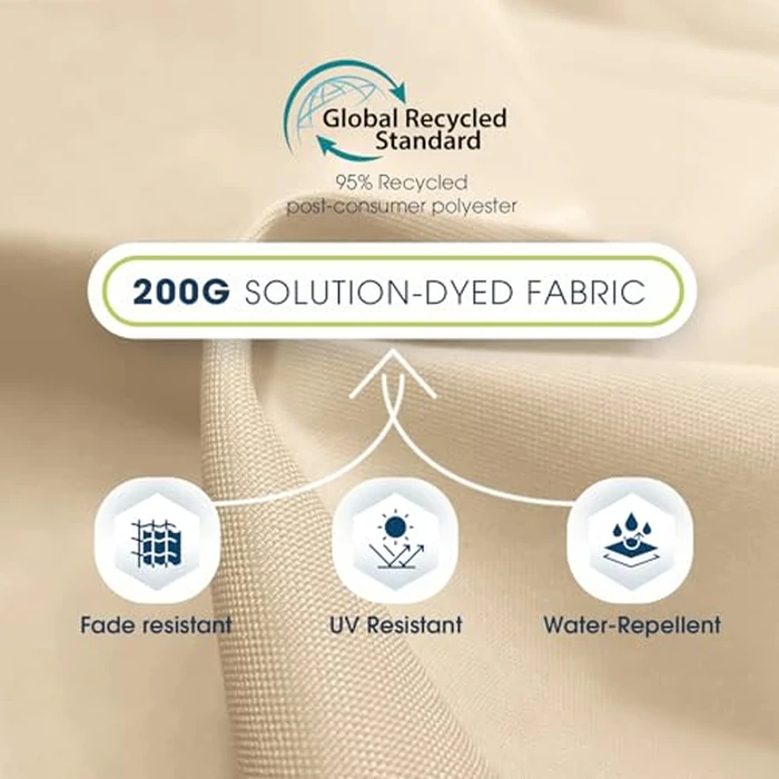 wikiwiki 10 FT Patio Umbrellas Outdoor Table Market Umbrella with Push Button Tilt/Crank, 8 Sturdy Ribs, Fade Resistant Waterproof POLYESTER DTY Canopy for Garden, Lawn, Deck, Backyard & Pool, Beige by wikiwiki - Image 5