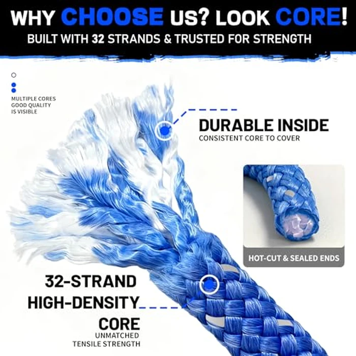 AXSIPEIX Kinetic Recovery Rope Kit (Reflective), 1.25in x 30ft 56,000Lbs, 35% High Elasticity, w/ 2 Soft Shackles, 18,666Lbs Work Load Limit for 4x4 Offroad Vehicle by AXSIPEIX - Image 2