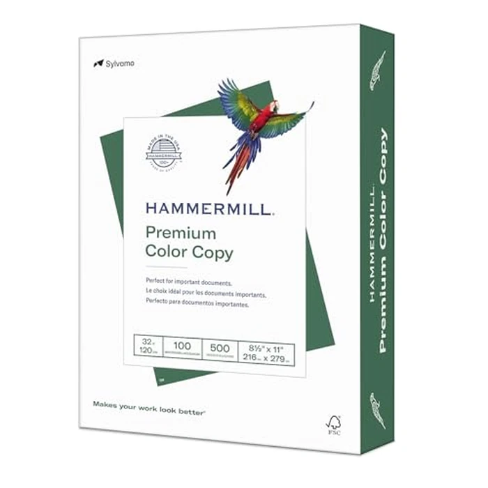 Hammermill Printer Paper, Premium Color 32 lb Copy Paper, 8.5 x 11-1 Ream (500 Sheets) - 100 Bright, Made in the USA, white (102630) by Hammermill - Used - Very Good condition - US$15.58