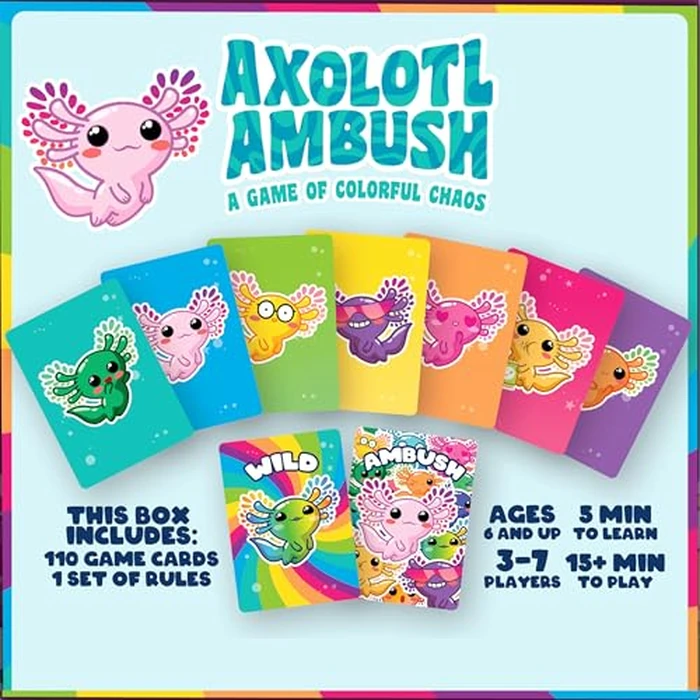 AQUARIUS Axolotl Ambush Card Game - Great Family Fun - Ages 6+ - Officially Licensed for Fun - Axolotl Card Game - Merchandise & Collectibles by AQUARIUS - Image 2