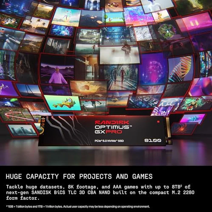 SANDISK 1TB Optimus GX PRO 8100 PCIe 5.0 NVMe SSD - M.2 2280, Up to 14,900 MB/s Read Speed, Lightning-Fast Performance - SDSP82100TAN by Sandisk - Image 8