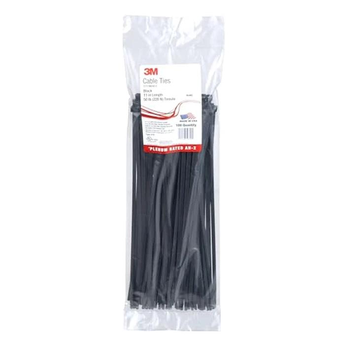 3M Cable Tie CT11BK50-C, Black, 50 lb, 11", Bag of 100 Nylon Cable Ties, Curved tip Allows for Faster Threading and Installation by 3M - Used - Like New condition - US$11.07