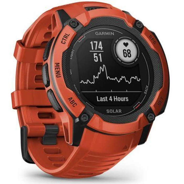 Garmin Instinct 2X Solar Smartwatch - 64MB - 50mm - Flame Red Fiber-reinforced polymer Case with Flame Red Silicone Silicone Band by Garmin - Image 3