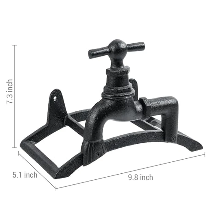 MyGift Brown Heavy Duty Cast Iron Outdoor Garden Hose Hanger Wall Mounted Water Hose Holder Reel with Vintage Scrollwork Design (Spigot Design) by MyGift - Image 5