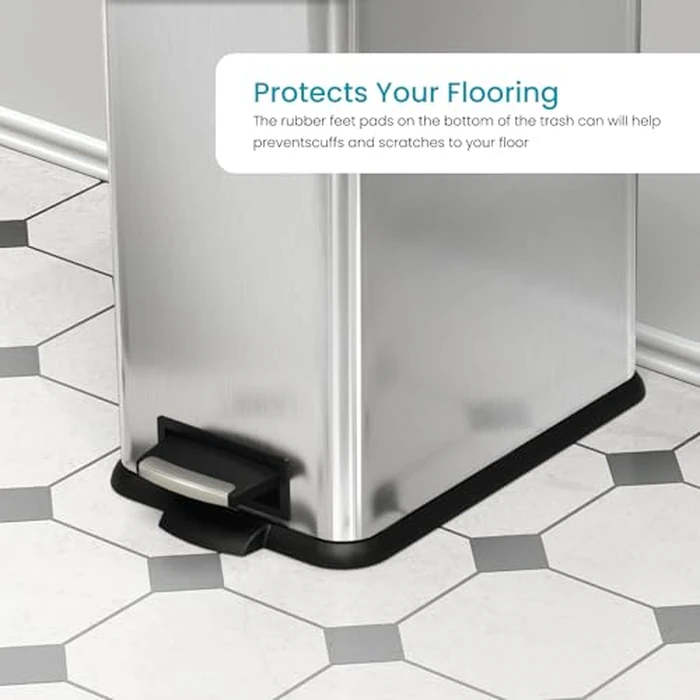 Home Zone Living 8 Gallon Slim Kitchen Trash Can with Soft Close Lid, Step Pedal, Bag Tuck Band, and Removable Liner, Stainless Steel, Silver by Home Zone Living - Image 7