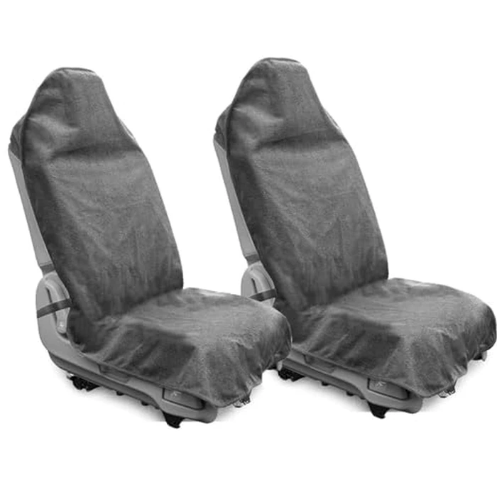 DECKALY Waterproof Sweating Car Seat Cover for Post Gym Workout, Running, Swimming, Beach and Hiking, Universal Fit Non-Slip Bucket Seat Protector for Cars SUV Trucks, Machine Washable (2pcs Grey) by DECKALY - Used - Very Good condition - US$33.90