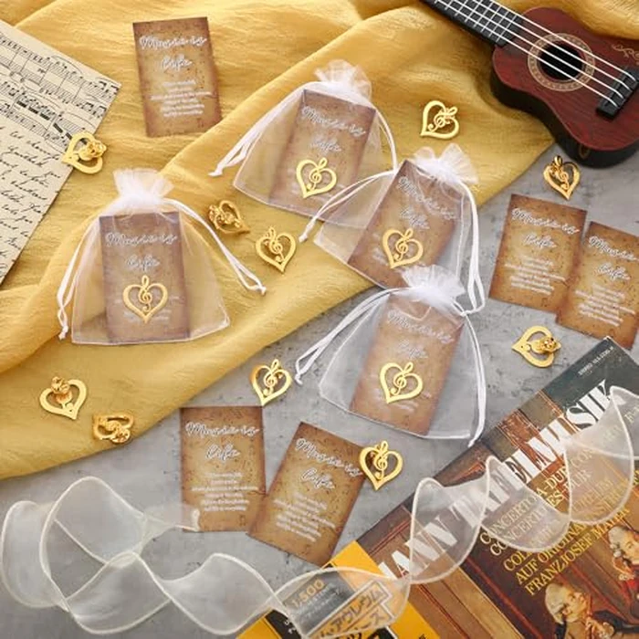 Yinkin 60 Sets Treble Clef Heart Music Note Lapel Pins Bulk Teacher Appreciation Gifts Musical Class Graduation Gift Choir Band Orchestra Music Lover Brooch with Cards and Organza Bags by Yinkin - Image 5