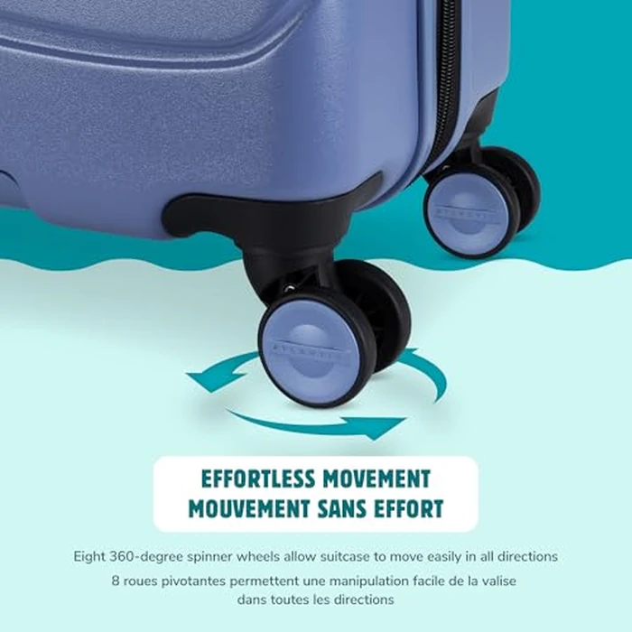 Atlantic Transmarine Hardside Carry-On Luggage - Superior Polycarbonate Construction with 8 Spinner Wheels and Retractable Handle, Integrated TSA Lock - Endless Sky by Atlantic - Image 7