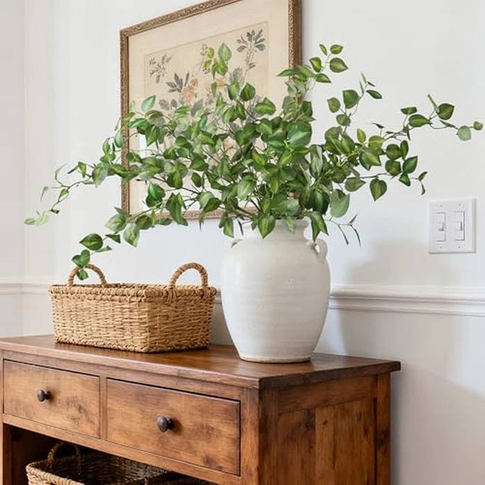 HyeFlora 5PCS Artificial Eucalyptus Leaves Stem Plants for Spring Decor, 32.7 inch Fake Leaves Greenery Branches Green Shrubs Silk Faux Foliage DIY Stems for Festival Home Kitchen Farmhouse(Green) by HyeFlora - Image 2