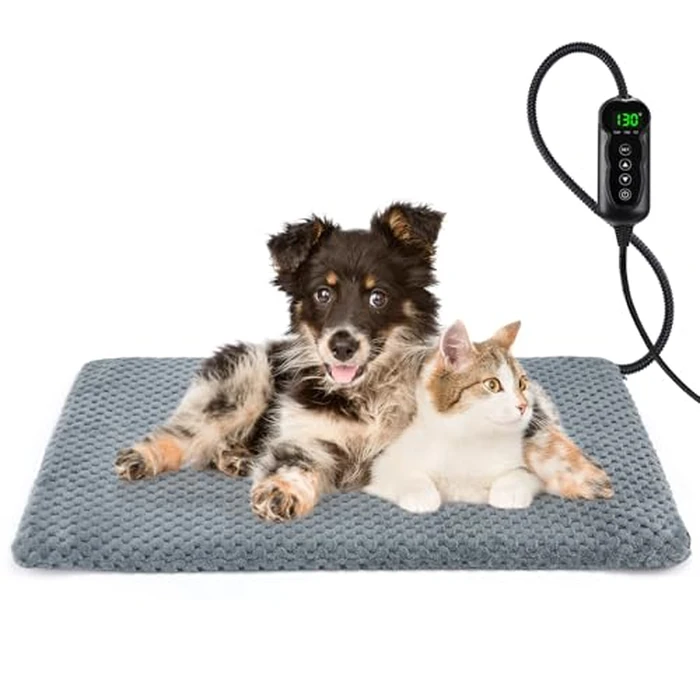 INVENHO Heated Dog Bed, Waterproof Adjustable Temperature Dog Cat Heating Pad with Timer, Indoor Pet Heating Pad for Cats Dogs Electric Pads for Dogs Cats, Pet Heated Pad (M: 28" x 20") by INVENHO - Image 1