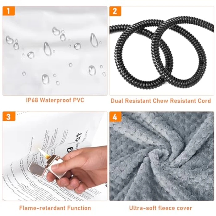 INVENHO Heated Dog Bed, Waterproof Adjustable Temperature Dog Cat Heating Pad with Timer, Indoor Pet Heating Pad for Cats Dogs Electric Pads for Dogs Cats, Pet Heated Pad (M: 28" x 20") by INVENHO - Image 6