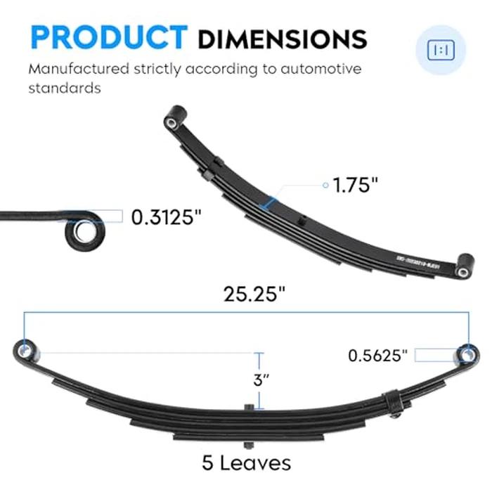 Aeagle 5 Leaf 3000lb Capacity Double Eye Spring for 5200lb-6000lb Trailer Axle & U-Bolt Kit, 25-1/4" Length, 1.75" Width, 3" Free Open Replaces for SW5, 2 PCS by Aeagle - Image 4