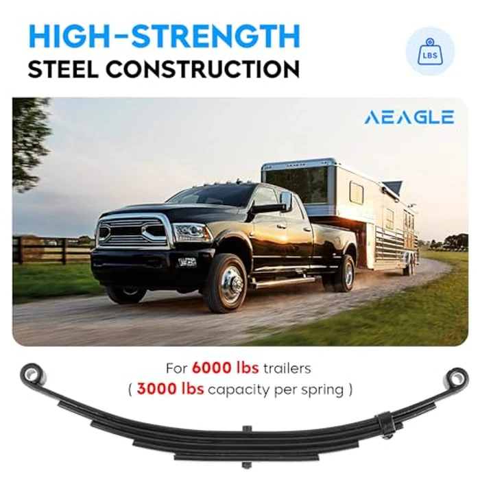 Aeagle 5 Leaf 3000lb Capacity Double Eye Spring for 5200lb-6000lb Trailer Axle & U-Bolt Kit, 25-1/4" Length, 1.75" Width, 3" Free Open Replaces for SW5, 2 PCS by Aeagle - Image 5