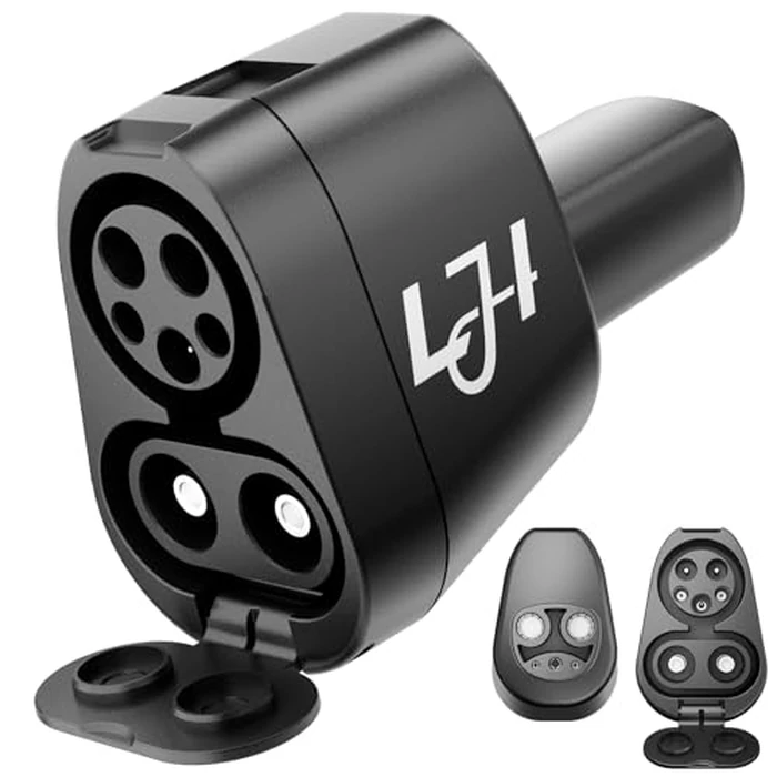 LJH 2-in-1 CCS1 & J1772 to Tesla Charger Adapter for Model Y/3/S/X/Cybertruck - 250KW DC Fast Charging & 80A AC, NACS Compatible, Level 3 & Level 1-2 Charging Stations by LJH - Image 1