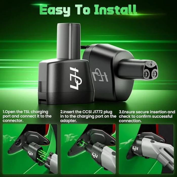 LJH 2-in-1 CCS1 & J1772 to Tesla Charger Adapter for Model Y/3/S/X/Cybertruck - 250KW DC Fast Charging & 80A AC, NACS Compatible, Level 3 & Level 1-2 Charging Stations by LJH - Image 3