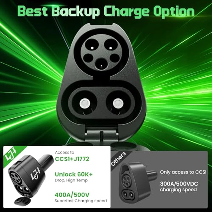 LJH 2-in-1 CCS1 & J1772 to Tesla Charger Adapter for Model Y/3/S/X/Cybertruck - 250KW DC Fast Charging & 80A AC, NACS Compatible, Level 3 & Level 1-2 Charging Stations by LJH - Image 4