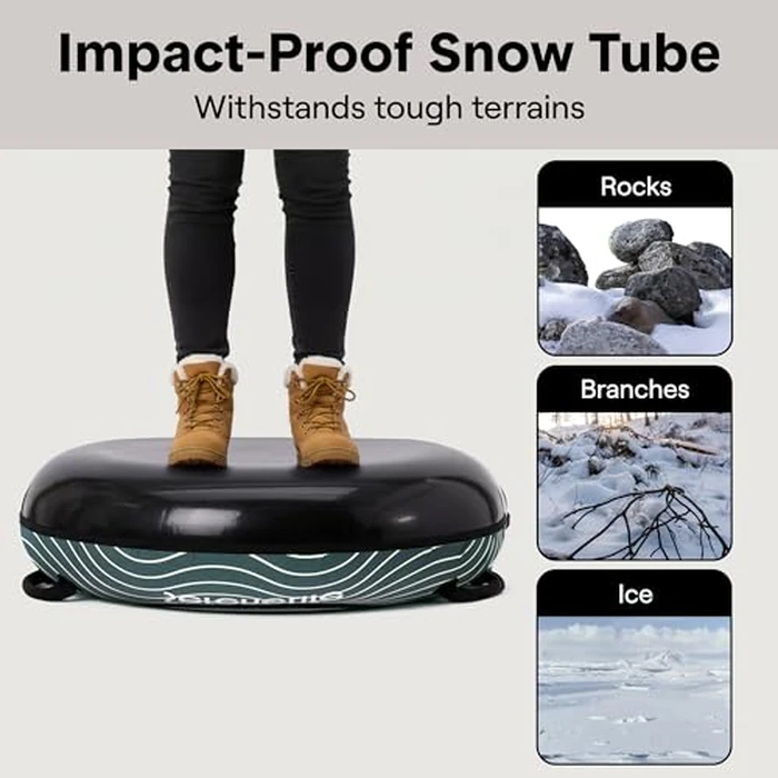 SereneLife Snow Tube for Sledding, 40" Inflatable Snow Tubes Heavy Duty w/Durable Anti Wear Material for Outdoor Fun, Puncture Resistant Hard Bottom, Includes Seat Cover & Tow Strap for Kids & Adults by SereneLife - Image 3