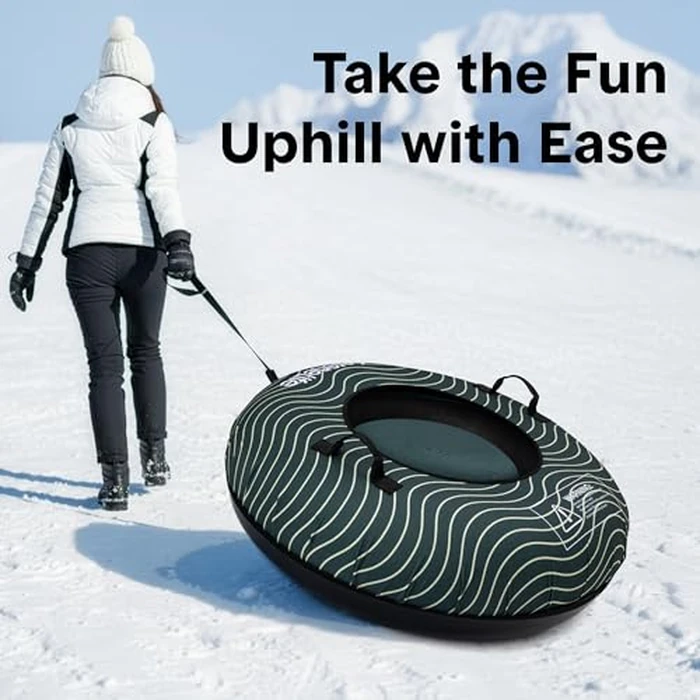 SereneLife Snow Tube for Sledding, 40" Inflatable Snow Tubes Heavy Duty w/Durable Anti Wear Material for Outdoor Fun, Puncture Resistant Hard Bottom, Includes Seat Cover & Tow Strap for Kids & Adults by SereneLife - Image 8