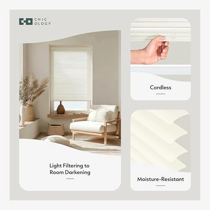 CHICOLOGY Cordless Mini Blinds, 1-Inch Slats, Vinyl Window Shades, Room Darkening & Privacy, Easy Install - Ideal for Windows, Doors, Campers - Alabaster (Commercial Grade), 36" W x 72" H by Chicology - Image 2