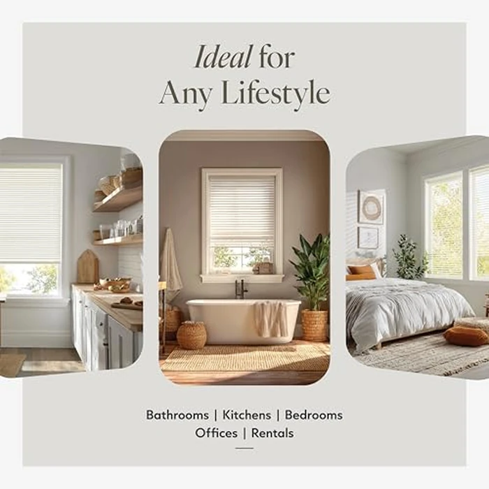 CHICOLOGY Cordless Mini Blinds, 1-Inch Slats, Vinyl Window Shades, Room Darkening & Privacy, Easy Install - Ideal for Windows, Doors, Campers - Alabaster (Commercial Grade), 36" W x 72" H by Chicology - Image 3