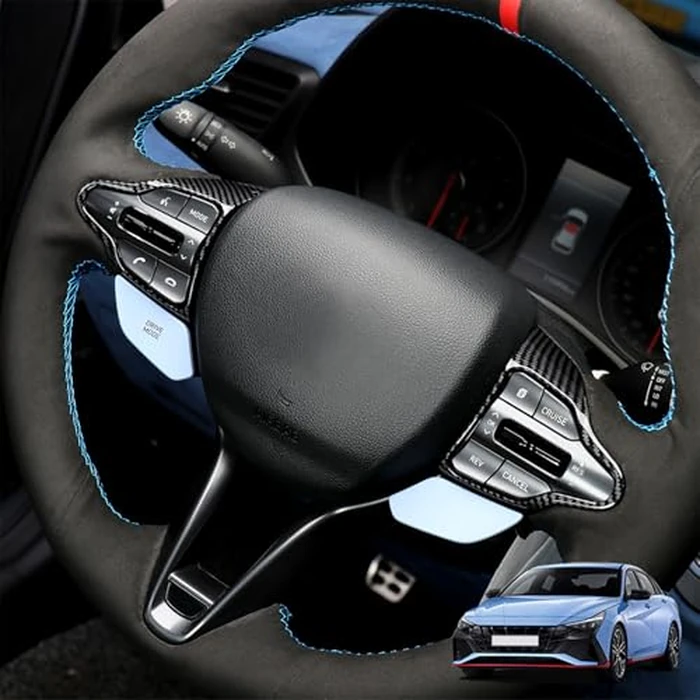 Steering Wheel Trim Cover Compatible with Hyundai Elantra N 2023-2025 Accessories, Enhanced Grip Texture & Quick Snap-On Install (Carbon Fiber Pattern) by Amzcar - Used - Like New condition