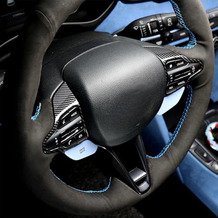 Steering Wheel Trim Cover Compatible with Hyundai Elantra N 2023-2025 Accessories, Enhanced Grip Texture & Quick Snap-On Install (Carbon Fiber Pattern) by Amzcar - Image 2
