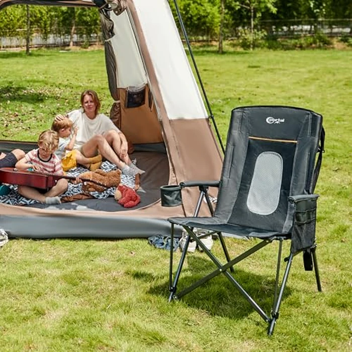 PORTAL Oversized Folding Camping Chair High Back Portable Lawn Chairs for Adults Outdoor Sports with Hard Armrest Cup Holder，Supports 400LBS Black by Portal - Image 5