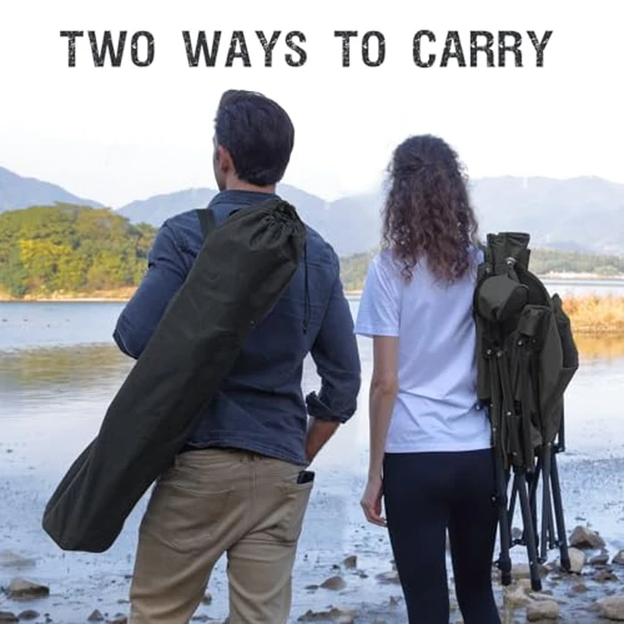 PORTAL Oversized Folding Camping Chair High Back Portable Lawn Chairs for Adults Outdoor Sports with Hard Armrest Cup Holder，Supports 400LBS Black by Portal - Image 7