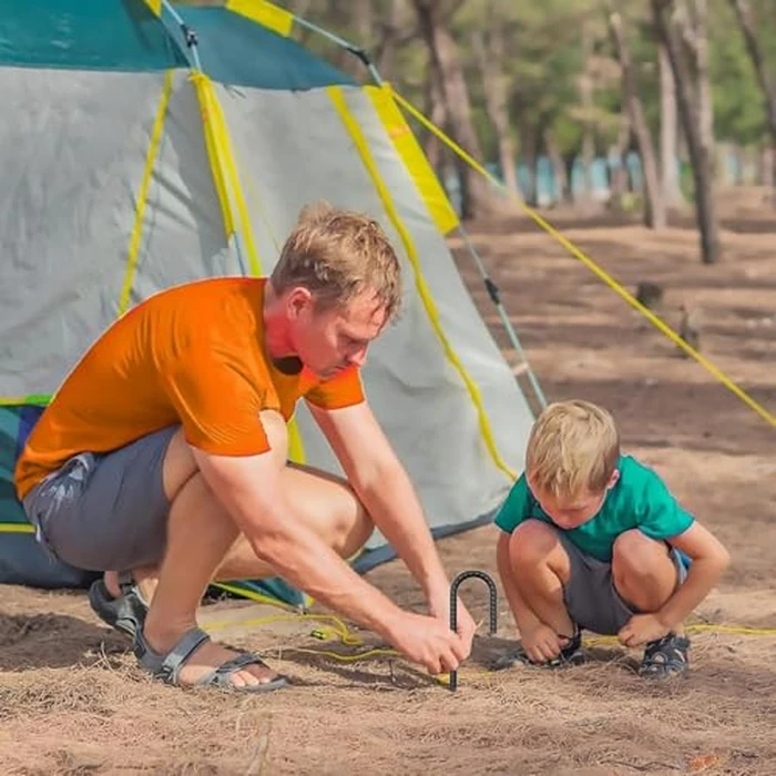 AAGUT Rebar Stakes 16 Inch Heavy Duty 1/2 Inch Diameter J Hook, 16 Pack Black Coated Ground Anchors Chain Link Fence Stakes with Chisel Point End for Large Canopies, Outdoor Inflatables, Swing Set by AAGUT - Image 4