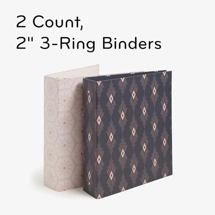 U Brands Eco-Conscious 2" Binders, Set of 2, Celestial Boho Prints, Silver Metal O-Rings by U Brands - Image 2