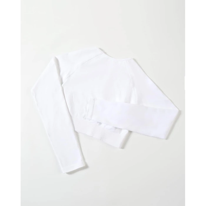 AUROLA Serpent Snake Long Sleeve Shirts for Women, Seamless Workout Crop Tops Crew Neck Cropped T Shirt Athletic Yoga,Solid-Crescent White,S by AUROLA - Image 2