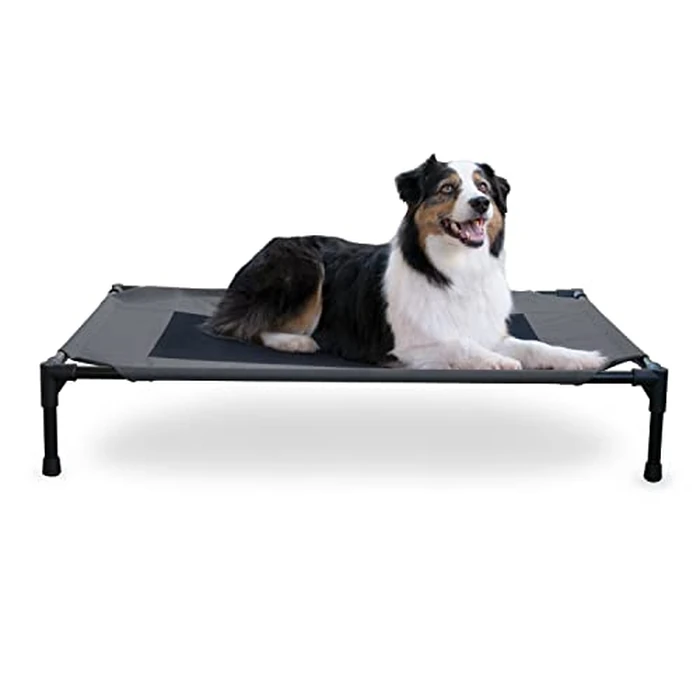 K&H Pet Products Outdoor Elevated Dog Cot, Breathable Cooling Elevated Cot Hammock Pet Bed for Large Dogs, Washable Mesh Cover, Raised Metal Frame, Collapsible, Portable - Large 42 X 30in Charcoal by K&H Pet Products - Image 1