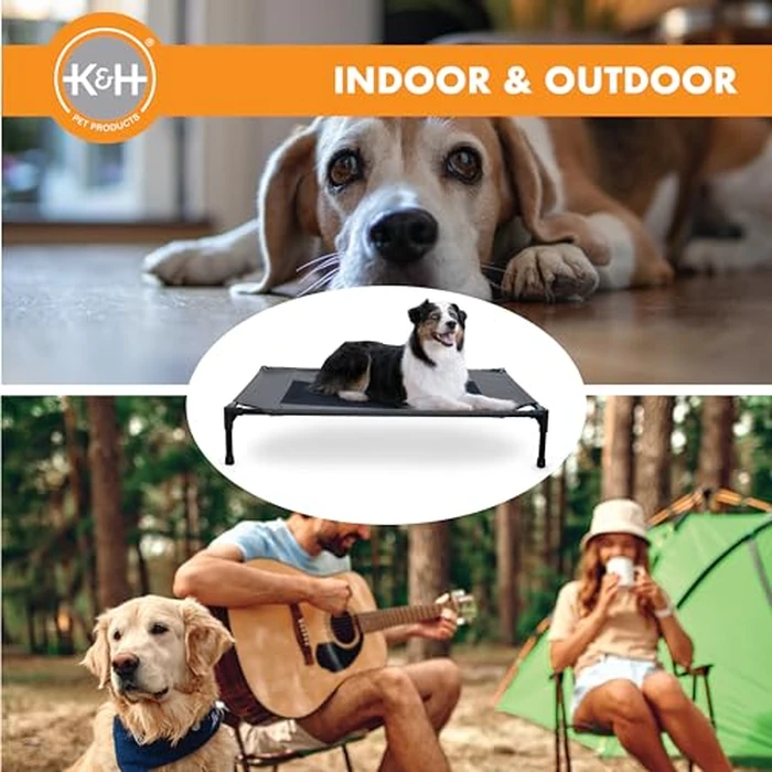 K&H Pet Products Outdoor Elevated Dog Cot, Breathable Cooling Elevated Cot Hammock Pet Bed for Large Dogs, Washable Mesh Cover, Raised Metal Frame, Collapsible, Portable - Large 42 X 30in Charcoal by K&H Pet Products - Image 6
