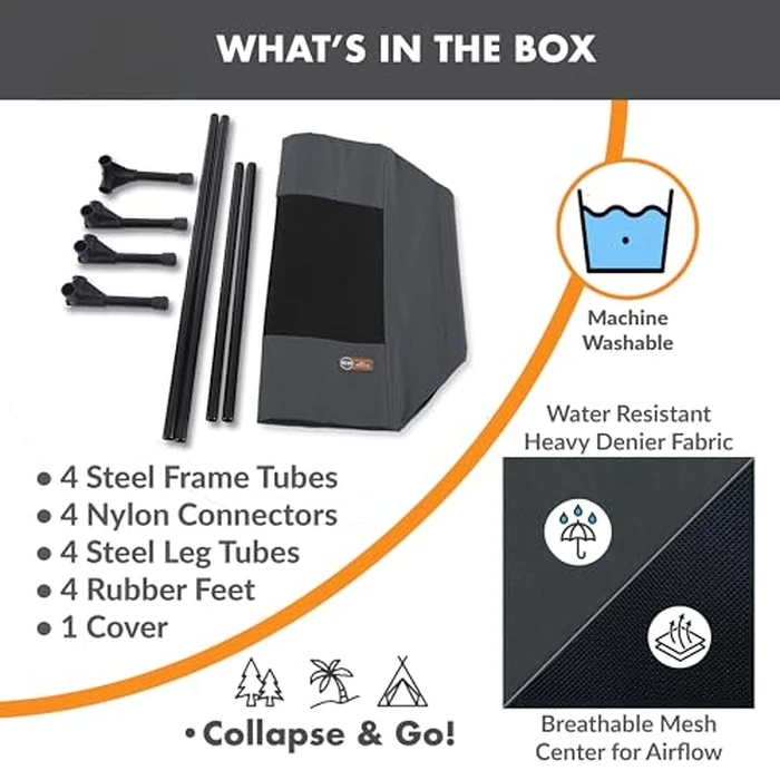 K&H Pet Products Outdoor Elevated Dog Cot, Breathable Cooling Elevated Cot Hammock Pet Bed for Large Dogs, Washable Mesh Cover, Raised Metal Frame, Collapsible, Portable - Large 42 X 30in Charcoal by K&H Pet Products - Image 7