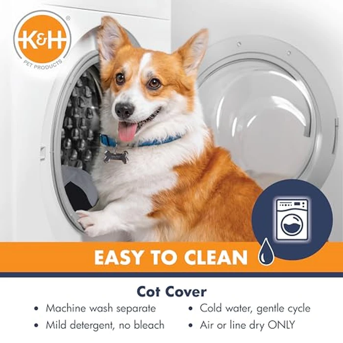 K&H Pet Products Outdoor Elevated Dog Cot, Breathable Cooling Elevated Cot Hammock Pet Bed for Large Dogs, Washable Mesh Cover, Raised Metal Frame, Collapsible, Portable - Large 42 X 30in Charcoal by K&H Pet Products - Image 8