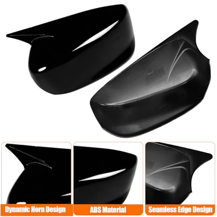 Yumzeco 2PCS Compatible with Honda Accord Ox Horn Side Mirror Covers 8th Gen W/O Stand Cover 2008-2012, Driver and Passenger Side Door Rearview Mirror Caps for Honda Accord W/O Light Hole-Glossy Black by Yumzeco - Image 8