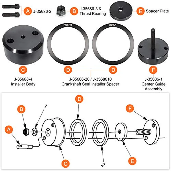 J-35686-B Front+Rear Crankshaft Seal & Wear Sleeve Installer For Detroit Diesel Series 60 Two Cycle 92 Engines by E-cowlboy - Image 2