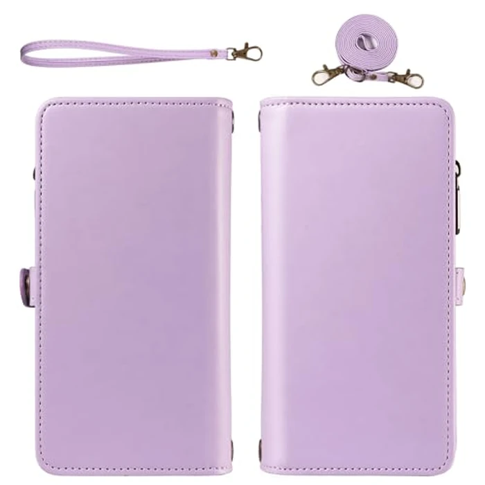 Asuwish Crossbody Wallet Case for Samsung Galaxy Z Fold 7 5G 2025 Magnetic Detachable PU Leather Phone Case Card Holder Flip Zipper Lanyard Strap Purse ZFold7 Z7 G Fold7 ZFold 7Z Women Purple by Asuwish - Image 7