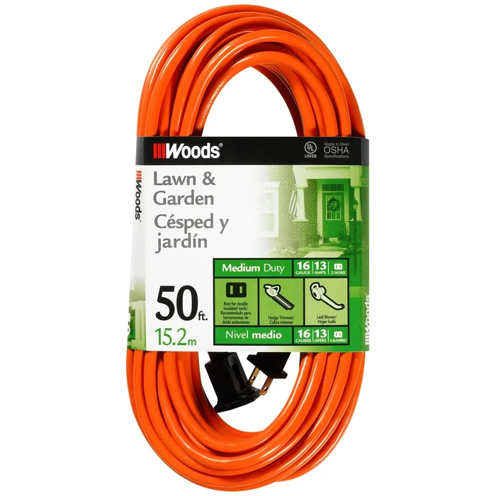 Woods 723 16/2 50-Foot Vinyl SJTW Extension Cord (Orange) by Woods - Used - Like New condition - CA$23.08