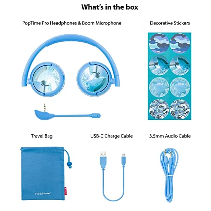 Made for Amazon Bluetooth Kids Headphones with Boom Microphone | Blue by ONANOFF - Image 7