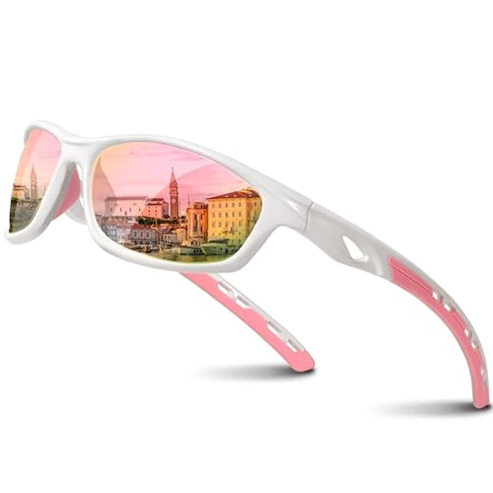 RIVBOS Sunglasses for Men Women Polarized UV Protection Sports Fishing Driving Shades Cycling RB833-White LightPink by RIVBOS - Used - Like New condition